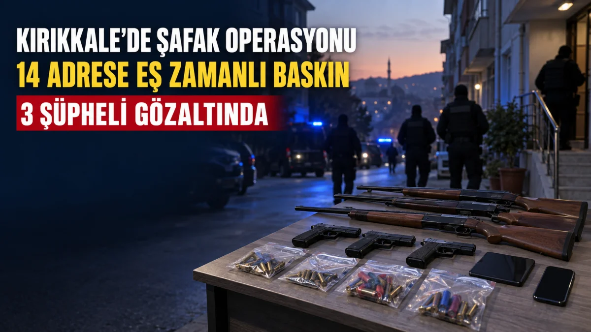Kırıkkale’de 14 adrese “Şafak” operasyonu: 3 şüpheli gözaltında