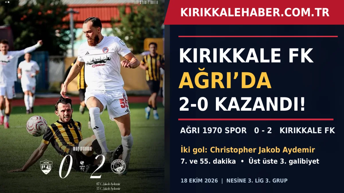 Kırıkkale FK Ağrı Deplasmanında Fırtına Gibi Esti! Christopher Jakob Aydemir'den 2 Gol, 3 Puan